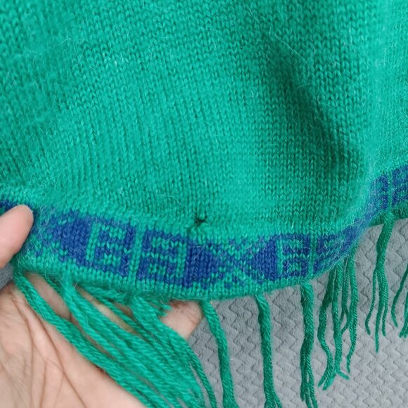 ALPACA CONNECTION Women's Hoodie Sweater XL Green Fringe Boho Hippie Aztec - Picture 7 of 8